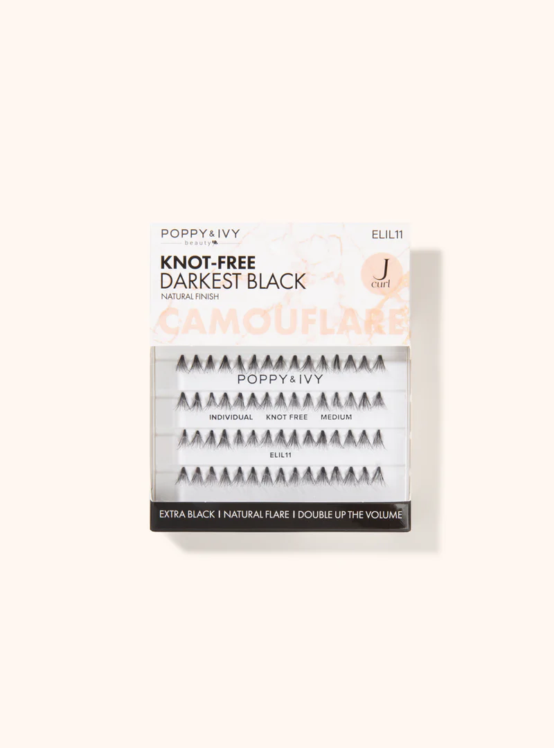 Poppy & Ivy Beauty Camouflare Knot Free Individual Darkest Black Medium Lashes J Curl Darling