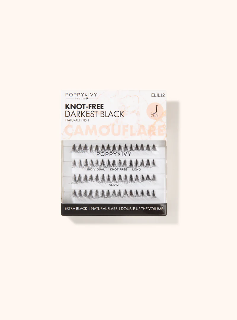Poppy & Ivy Beauty Camouflare Knot Free Individual Darkest Black Medium Lashes J Curl Darling