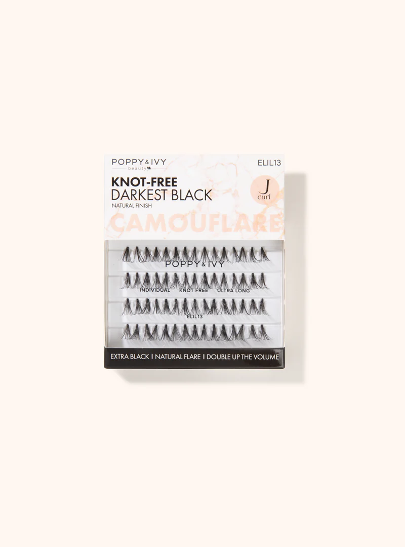 Poppy & Ivy Beauty Camouflare Knot Free Individual Darkest Black Medium Lashes J Curl Darling
