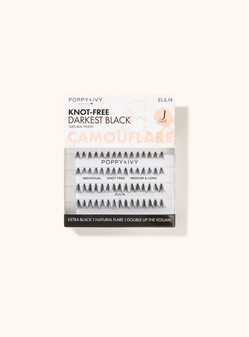 Poppy & Ivy Beauty Camouflare Knot Free Individual Darkest Black Medium Lashes J Curl Darling