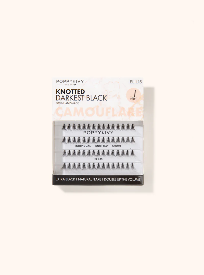 Poppy & Ivy Beauty Camouflare Knotted Individual Darkest Black Short Lashes J Curl Darling