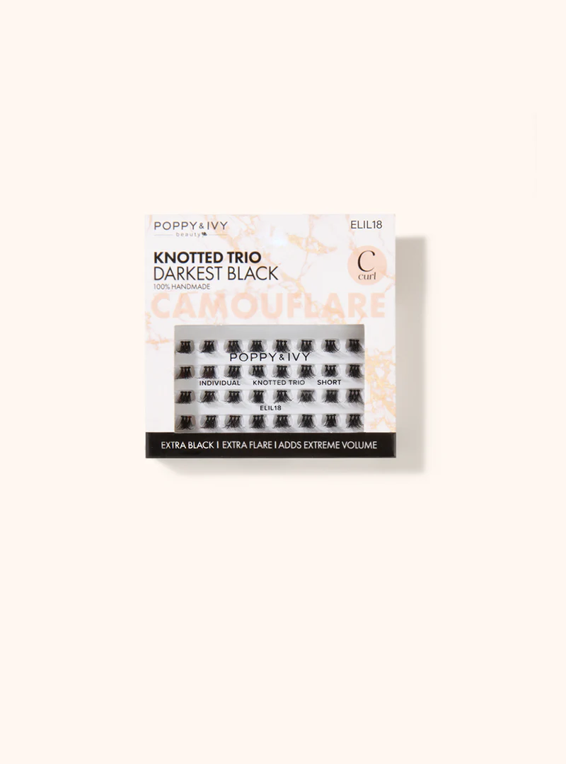 Poppy & Ivy Beauty Camouflare Knotted Trio Darkest Black Short Lashes C Curl Darling