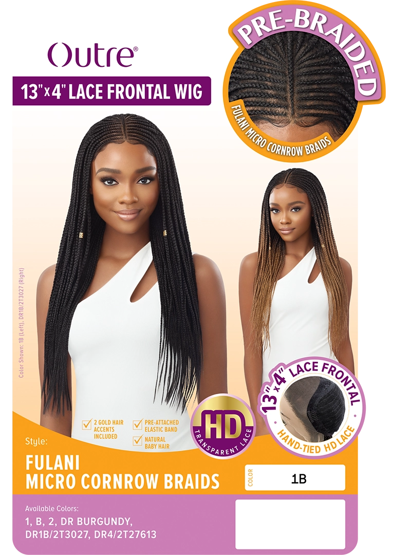 Outre Pre-Braided 13"x4" Lace Frontal Sythentic Wig Fulani Micro Cornrow Braids