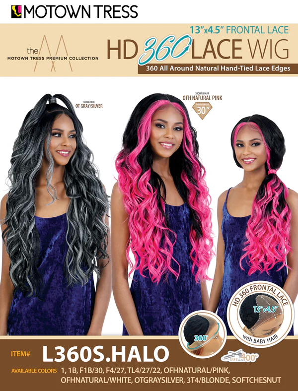 MoTown Tress Premium Collection 13"x14.5" Frontal Lace HD 360 Lace Wig L360S.Halo