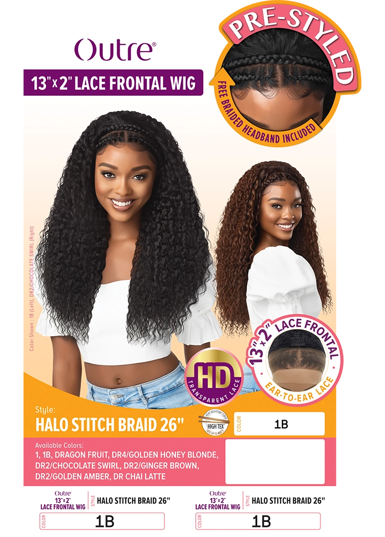 Outre Lace Frontal 13" x 2" Ear to Ear HD Lace Wig Halo Stitch Braid 26"