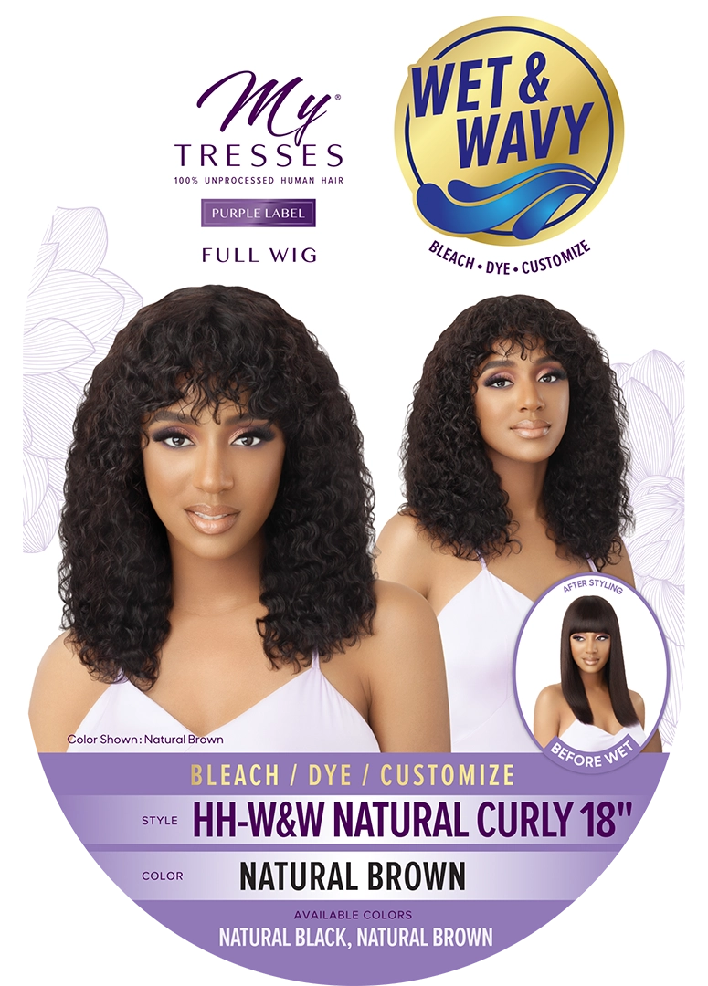 Outre My Tress Purple Label Wet & Wavy 100% Unprocessed Human Hair Full Wig HH-W&W Natural Curly 18"