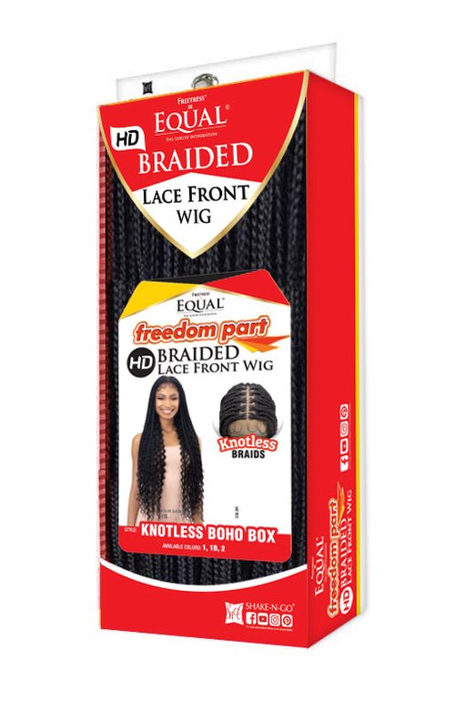 Freetress Equal HD Braided Lace Front Synthetic Wig Knotless Boho Box