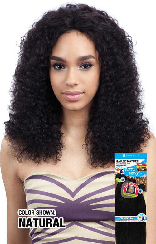 Naked 100% Human Hair Wet and Wavy Deep Wave 7pc 10",12",14" #Natural