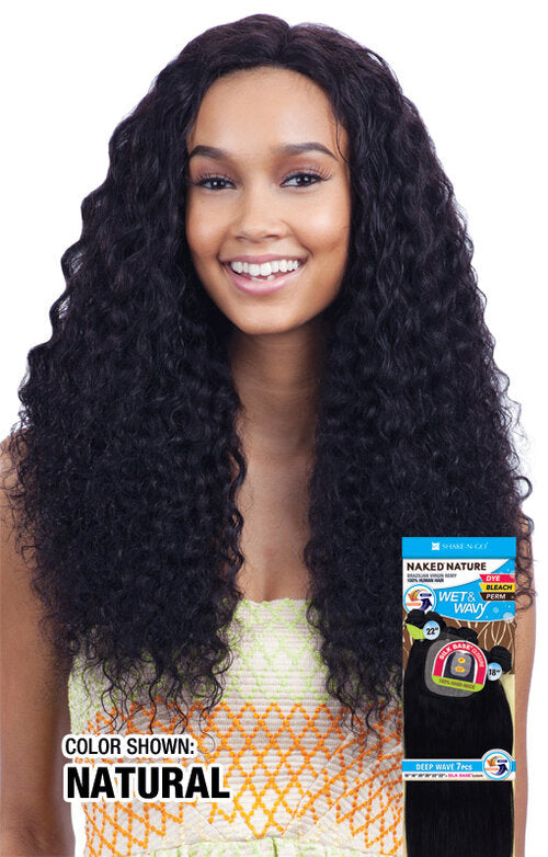 Naked 100% Human Hair Wet and Wavy Deep Wave 7pc 18",20",22" #Natural