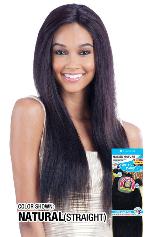 Naked 100% Human Hair Wet and Wavy Bohemian Curl 7pc 14", 16", 18" #Natural