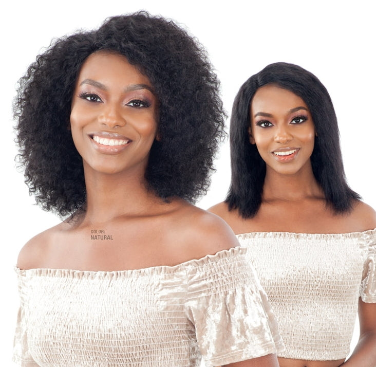 Naked Nature Brazilian Natural Wet & Wavy 5" R-Part Human Hair Lace Front Wig Glow Deep