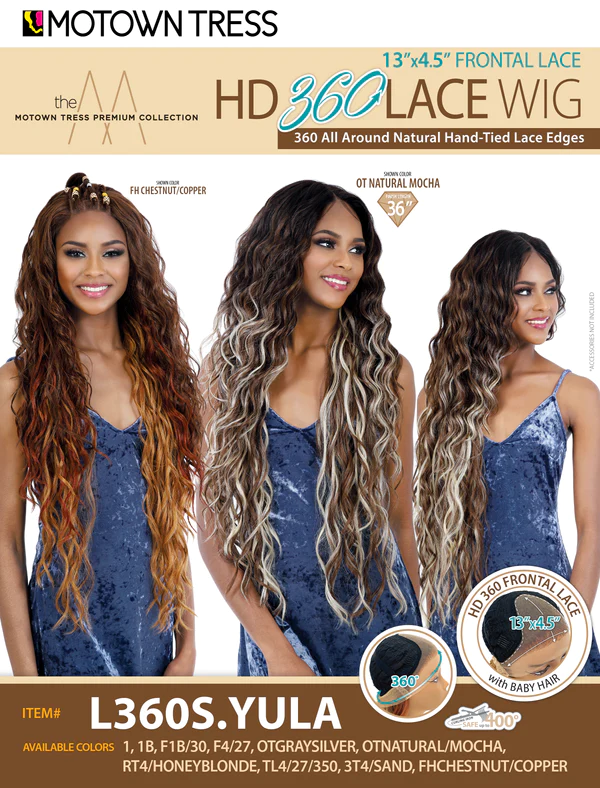 MoTown Tress HD 360 13" x 4.5" Frontal Lace Synthetic Wig L360S. Yula