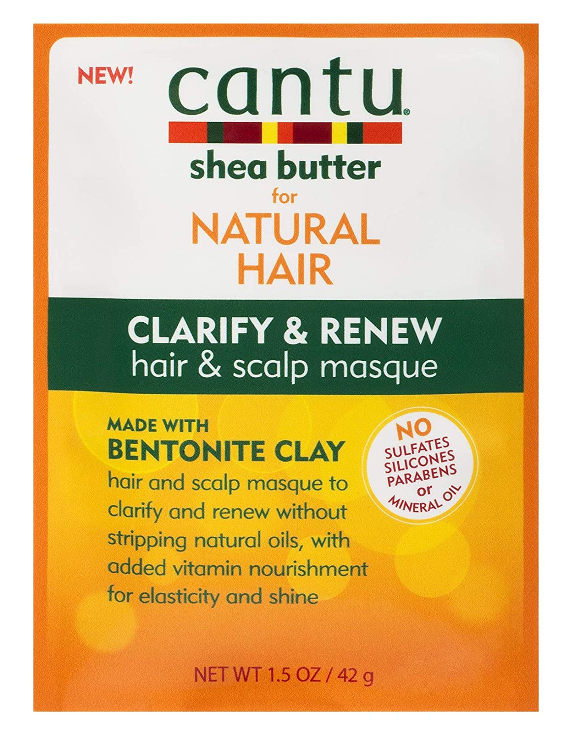 Cantu Shea Butter For Natural Hair Clarify & Renew Hair & Scalp Masque Packet 1.5 oz