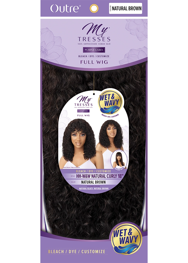 Outre My Tress Purple Label Wet & Wavy 100% Unprocessed Human Hair Full Wig HH-W&W Natural Curly 18"